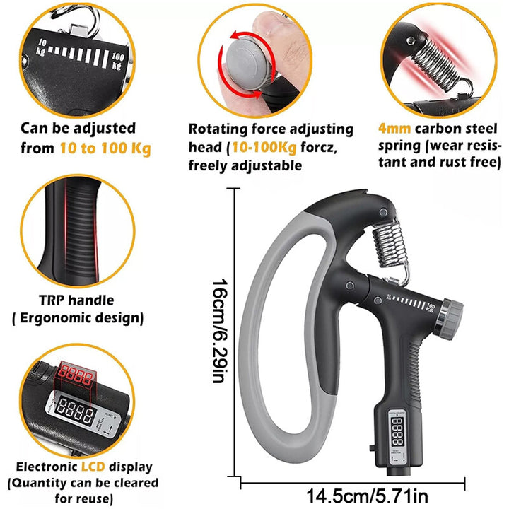 Sport 10-100 Kg Hand Grip Strengthener Adjustable Forearm Wrist Finger Trainer